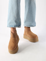 Boots Met Platformzool Classic Mini Dipper Uit Leder Ugg Bruin accessoires 1168170-vue-porte