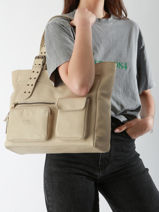 Handtassen Cargo Leder Basilic pepper Beige cargo BCAR07-vue-porte
