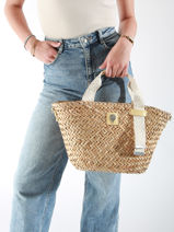 Handtas Estival Stro Le voyage en panier Beige estival PM848-vue-porte