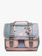 Boekentas Kinderen 2 Compartimenten Cameleon Blauw vintage fantasy CA35