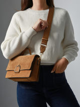 Cross Body Tas M Altesse Suede Etrier Bruin altesse suede EASU048M-vue-porte