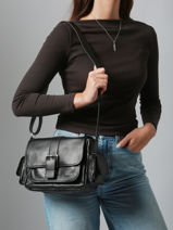 Cross Body Tas Joy Leder Nat et nin Zwart vintage JOY-vue-porte