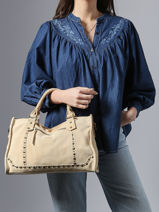 Handtassen Houston A4 Leder Basilic pepper Beige houston BHOU22-vue-porte