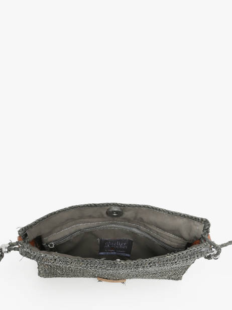 Cross Body Tas L'atelier Du Crochet Raphia Le voyage en panier Grijs l'atelier du crochet AM773 ander zicht 3