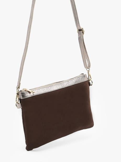 Cross Body Tas Velvet Leder Milano Bruin velvet VE24065 ander zicht 2
