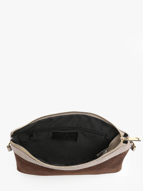 Cross Body Tas Velvet Leder Milano Bruin velvet VE24065 ander zicht 3