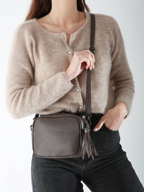 Cross Body Tas Caviar Leder Milano Bruin caviar CA2006N ander zicht 1