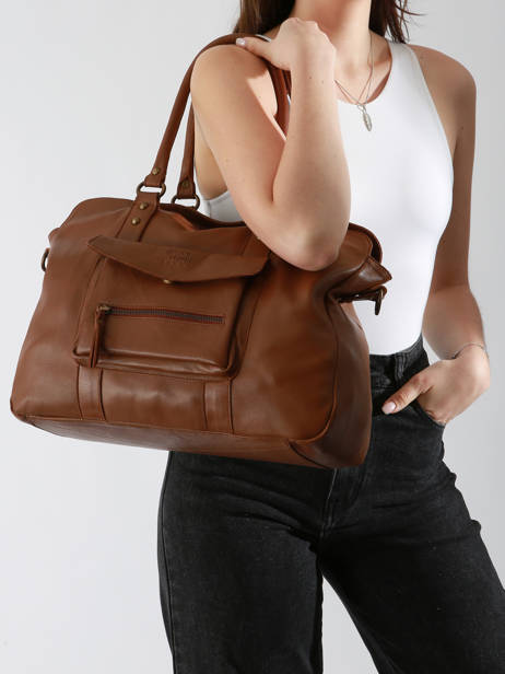 Schoudertas A4 Formaat Cow Leder Basilic pepper Bruin cow BCOW78 ander zicht 1