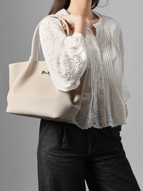 Schoudertas Galatée Leder Nathan baume Beige nymphea 3 ander zicht 1