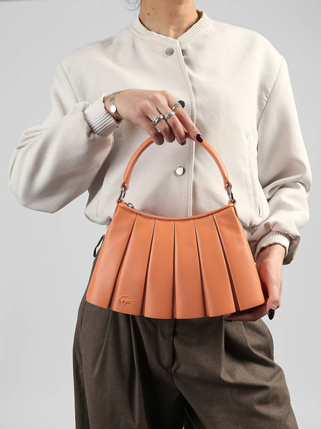 Schoudertas Lenglen Leder Lacoste Oranje lenglen NU5011DP ander zicht 1