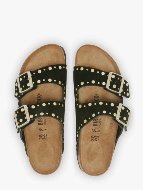 Slippers Arizona Rivet Uit Leder Birkenstock Zwart women 1030348 ander zicht 3